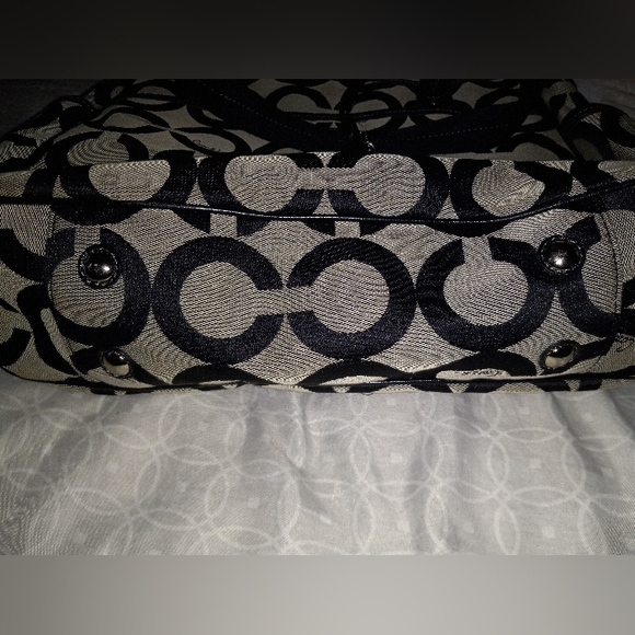 Coach Diaper Bag Madison Op Art Tan & Black Round C - Picture 5 of 5